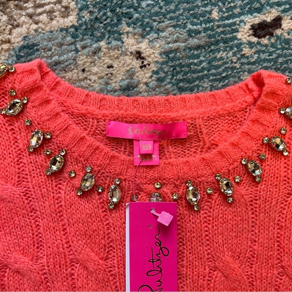 Lilly Pulitzer Dario Embellished Cable-Knit Sweater XXS NWT - Picture 2 of 7